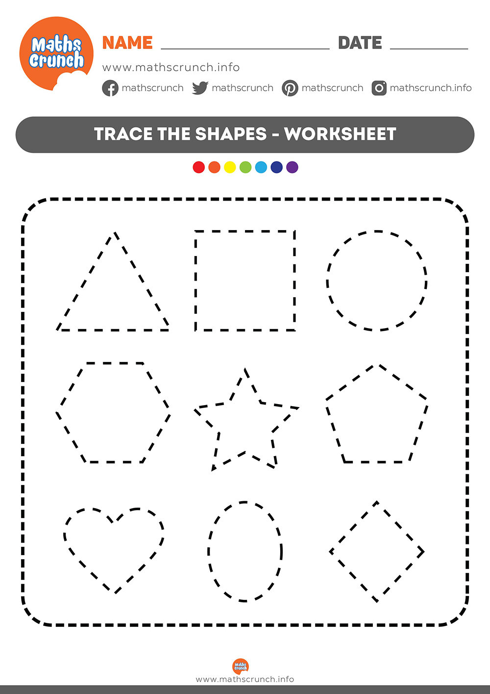 Tracing shape worksheet for kids