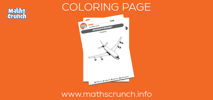 Airplane Coloring Page Worksheet for Kids