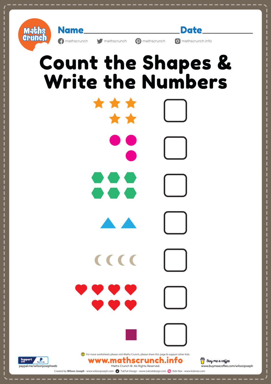 Math Worksheet - Counting Shapes