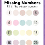 Missing Numbers 1 to 20 Worksheet