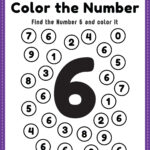 Maths Worksheet for Nursery, Number 6 Coloring