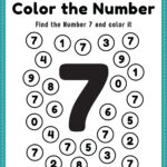 Pre K Math Worksheets, Number 7 Coloring