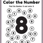 Number Worksheets for Kindergarten, Number 8 Coloring