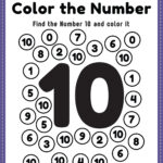 Maths Worksheet for KG Class, Number 10 Coloring