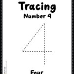 Tracing Number 4 Worksheet