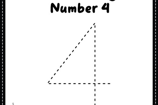 Tracing Number 4 Worksheet