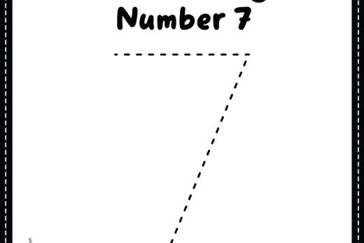 Tracing Number 7 Worksheet