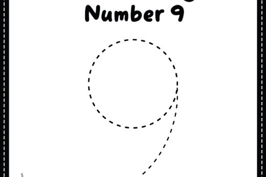 Tracing Number 9 Worksheet