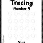 Tracing Number 9 - Kindergarten Worksheet Free Printable PDF