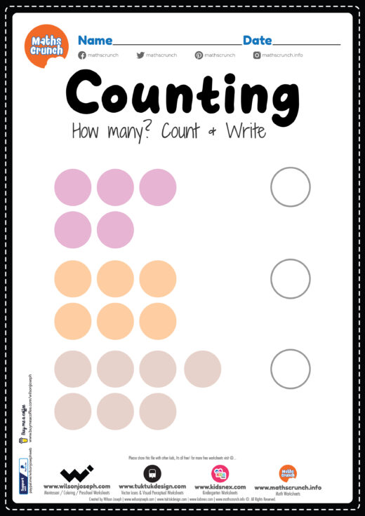 Number Worksheet, Counting Colors