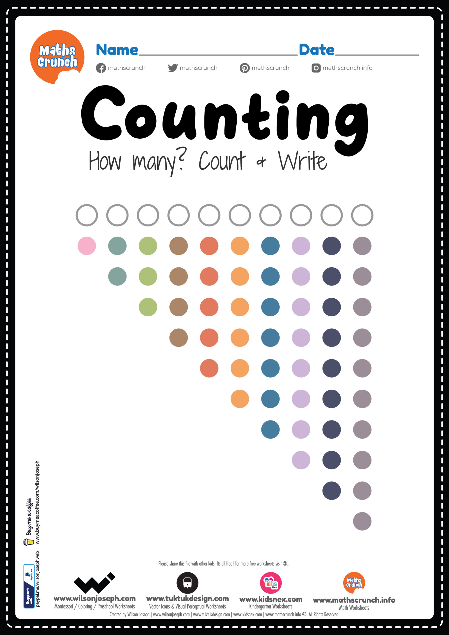 Counting Worksheet for Montessori